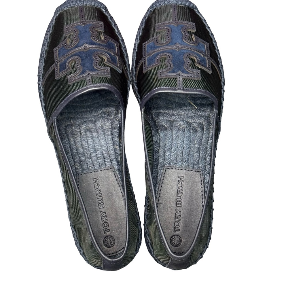 Tory Burch Ines Espadrille Loafers Womens Size 6 Navy Malachite Slip On Flats - Picture 5 of 8